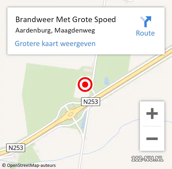 Locatie op kaart van de 112 melding: Brandweer Met Grote Spoed Naar Aardenburg, Maagdenweg op 23 augustus 2022 23:52