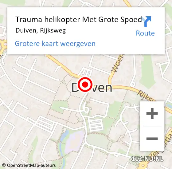 Locatie op kaart van de 112 melding: Trauma helikopter Met Grote Spoed Naar Duiven, Rijksweg op 24 augustus 2022 00:43