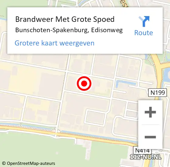 Locatie op kaart van de 112 melding: Brandweer Met Grote Spoed Naar Bunschoten-Spakenburg, Edisonweg op 24 augustus 2022 01:33