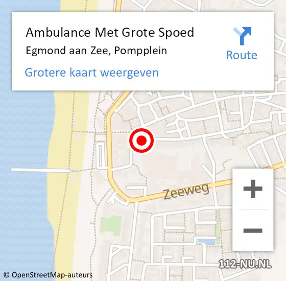 Locatie op kaart van de 112 melding: Ambulance Met Grote Spoed Naar Egmond aan Zee, Pompplein op 24 augustus 2022 01:50