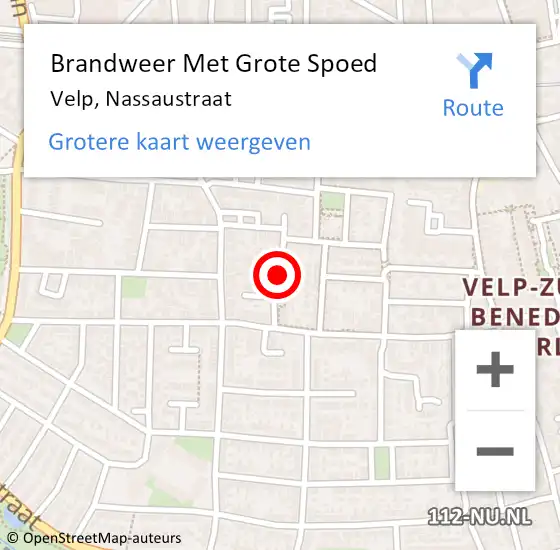 Locatie op kaart van de 112 melding: Brandweer Met Grote Spoed Naar Velp, Nassaustraat op 24 augustus 2022 03:18