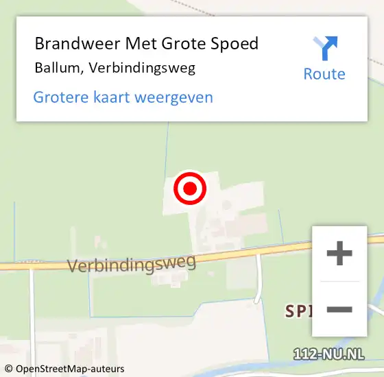 Locatie op kaart van de 112 melding: Brandweer Met Grote Spoed Naar Ballum, Verbindingsweg op 24 augustus 2022 03:35