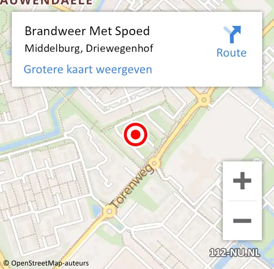 Locatie op kaart van de 112 melding: Brandweer Met Spoed Naar Middelburg, Driewegenhof op 24 augustus 2022 03:46