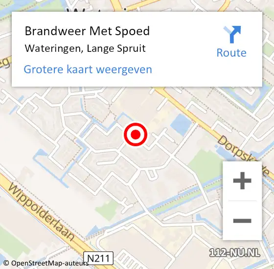 Locatie op kaart van de 112 melding: Brandweer Met Spoed Naar Wateringen, Lange Spruit op 24 augustus 2022 04:31