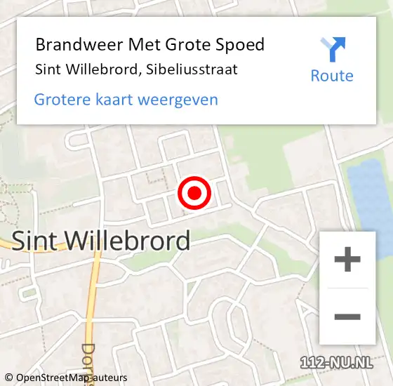 Locatie op kaart van de 112 melding: Brandweer Met Grote Spoed Naar Sint Willebrord, Sibeliusstraat op 24 augustus 2022 04:59