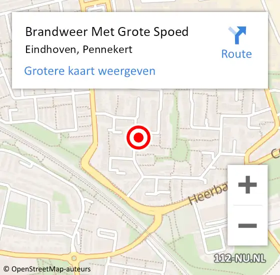 Locatie op kaart van de 112 melding: Brandweer Met Grote Spoed Naar Eindhoven, Pennekert op 24 augustus 2022 05:29