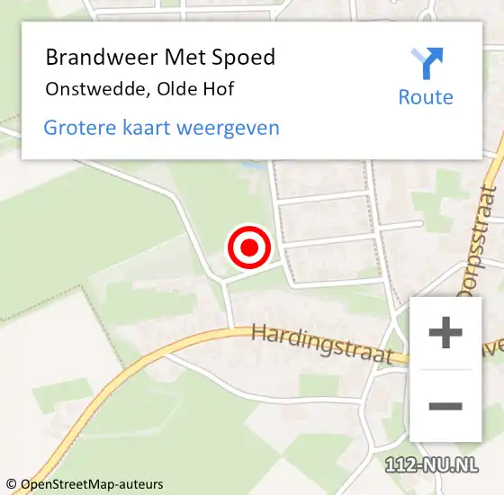 Locatie op kaart van de 112 melding: Brandweer Met Spoed Naar Onstwedde, Olde Hof op 24 augustus 2022 05:45