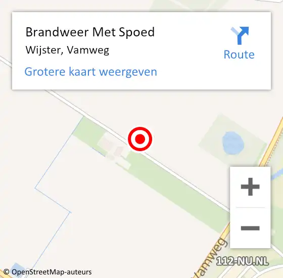 Locatie op kaart van de 112 melding: Brandweer Met Spoed Naar Wijster, Vamweg op 24 augustus 2022 07:27