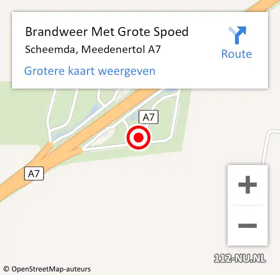 Locatie op kaart van de 112 melding: Brandweer Met Grote Spoed Naar Scheemda, Meedenertol A7 op 24 augustus 2022 07:52