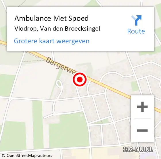 Locatie op kaart van de 112 melding: Ambulance Met Spoed Naar Vlodrop, Van den Broecksingel op 27 juli 2014 12:46