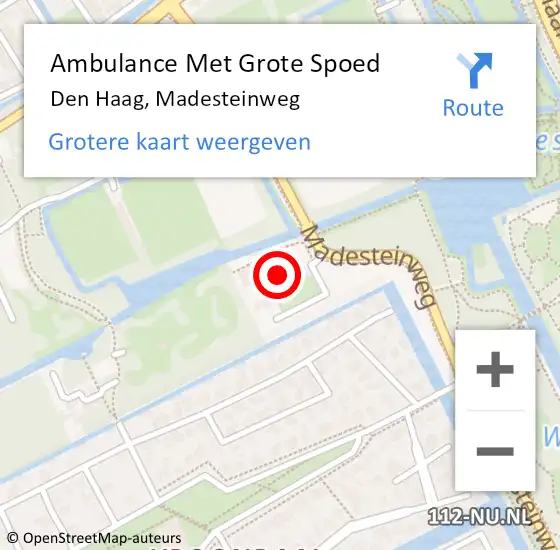 Locatie op kaart van de 112 melding: Ambulance Met Grote Spoed Naar Den Haag, Madesteinweg op 24 augustus 2022 08:38