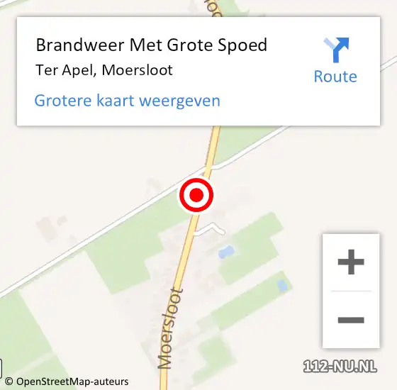 Locatie op kaart van de 112 melding: Brandweer Met Grote Spoed Naar Ter Apel, Moersloot op 24 augustus 2022 08:55