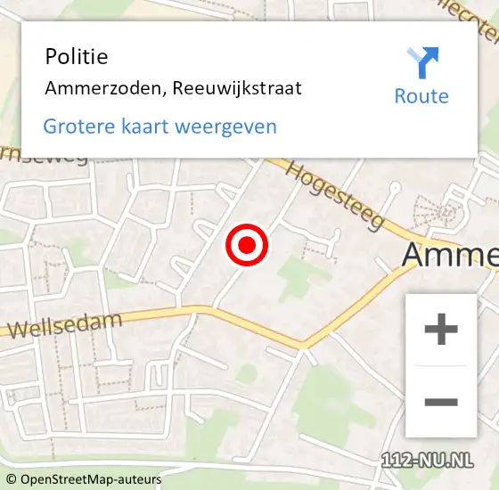 Locatie op kaart van de 112 melding: Politie Ammerzoden, Reeuwijkstraat op 24 augustus 2022 09:18