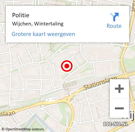 Locatie op kaart van de 112 melding: Politie Wijchen, Wintertaling op 24 augustus 2022 09:29