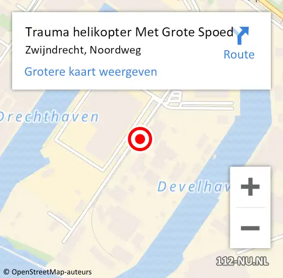 Locatie op kaart van de 112 melding: Trauma helikopter Met Grote Spoed Naar Zwijndrecht, Noordweg op 24 augustus 2022 09:48