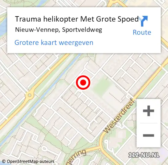 Locatie op kaart van de 112 melding: Trauma helikopter Met Grote Spoed Naar Nieuw-Vennep, Sportveldweg op 24 augustus 2022 10:04