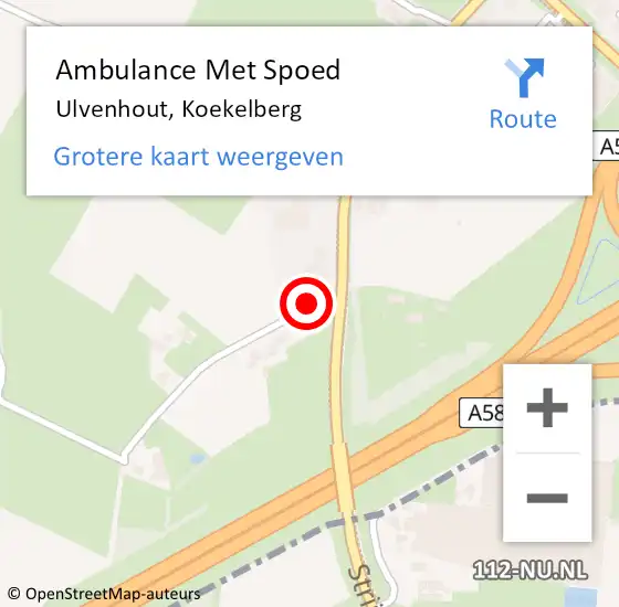 Locatie op kaart van de 112 melding: Ambulance Met Spoed Naar Ulvenhout, Koekelberg op 27 juli 2014 12:57