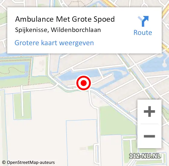 Locatie op kaart van de 112 melding: Ambulance Met Grote Spoed Naar Spijkenisse, Wildenborchlaan op 24 augustus 2022 10:18