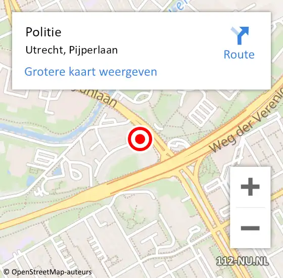 Locatie op kaart van de 112 melding: Politie Utrecht, Pijperlaan op 24 augustus 2022 10:23