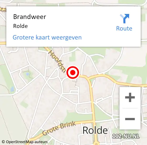 Locatie op kaart van de 112 melding: Brandweer Rolde op 24 augustus 2022 10:54