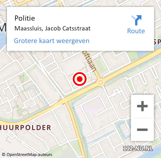 Locatie op kaart van de 112 melding: Politie Maassluis, Jacob Catsstraat op 24 augustus 2022 10:55