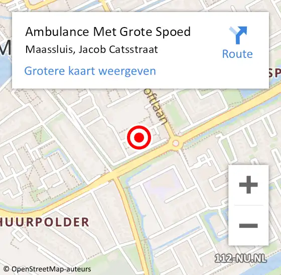 Locatie op kaart van de 112 melding: Ambulance Met Grote Spoed Naar Maassluis, Jacob Catsstraat op 24 augustus 2022 10:56