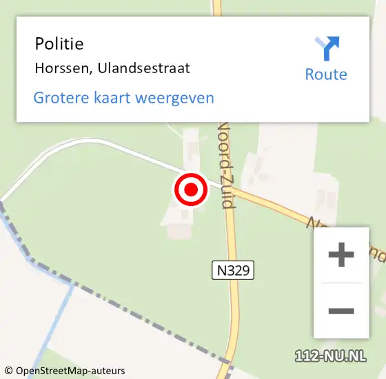 Locatie op kaart van de 112 melding: Politie Horssen, Ulandsestraat op 24 augustus 2022 11:18