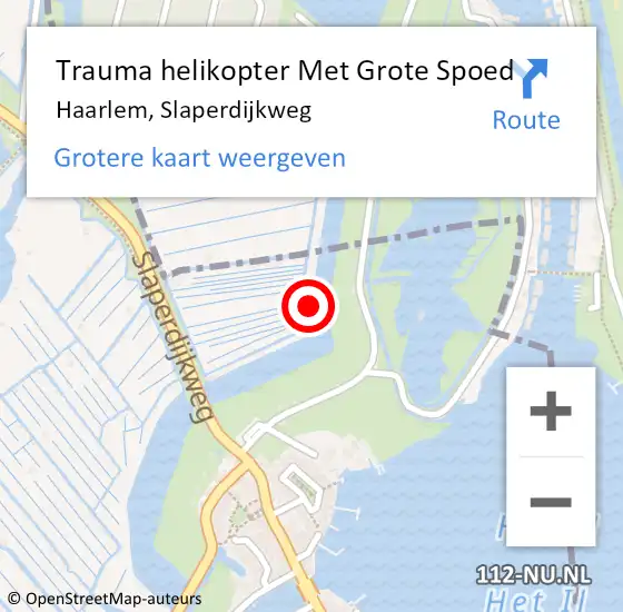 Locatie op kaart van de 112 melding: Trauma helikopter Met Grote Spoed Naar Haarlem, Slaperdijkweg op 24 augustus 2022 11:37