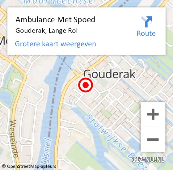 Locatie op kaart van de 112 melding: Ambulance Met Spoed Naar Gouderak, Lange Rol op 24 augustus 2022 11:47