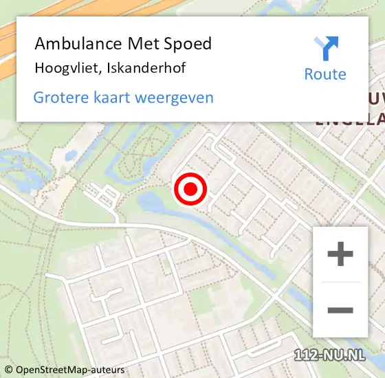 Locatie op kaart van de 112 melding: Ambulance Met Spoed Naar Hoogvliet, Iskanderhof op 24 augustus 2022 11:50