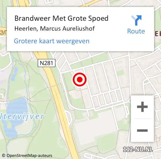 Locatie op kaart van de 112 melding: Brandweer Met Grote Spoed Naar Heerlen, Marcus Aureliushof op 24 augustus 2022 11:57