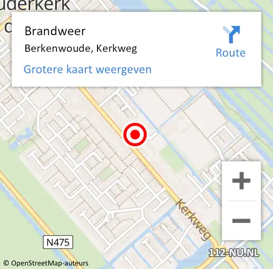 Locatie op kaart van de 112 melding: Brandweer Berkenwoude, Kerkweg op 24 augustus 2022 12:32