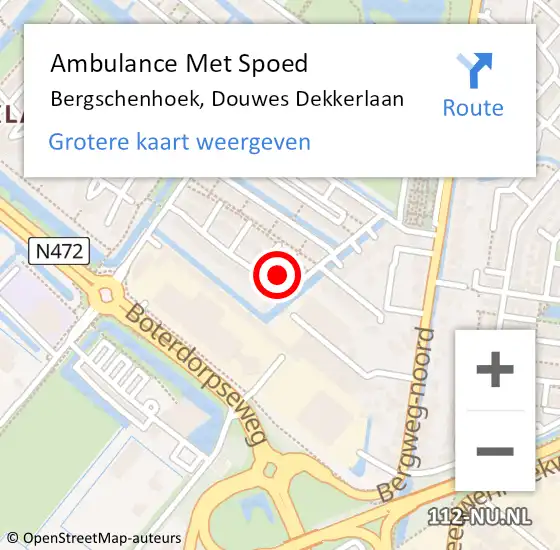 Locatie op kaart van de 112 melding: Ambulance Met Spoed Naar Bergschenhoek, Douwes Dekkerlaan op 24 augustus 2022 12:33
