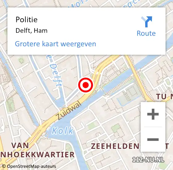Locatie op kaart van de 112 melding: Politie Delft, Ham op 24 augustus 2022 12:51
