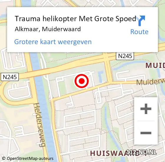 Locatie op kaart van de 112 melding: Trauma helikopter Met Grote Spoed Naar Alkmaar, Muiderwaard op 24 augustus 2022 12:57