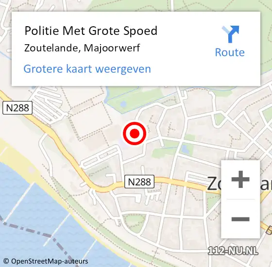 Locatie op kaart van de 112 melding: Politie Met Grote Spoed Naar Zoutelande, Majoorwerf op 24 augustus 2022 13:00