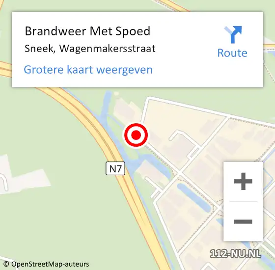 Locatie op kaart van de 112 melding: Brandweer Met Spoed Naar Sneek, Wagenmakersstraat op 27 juli 2014 13:25