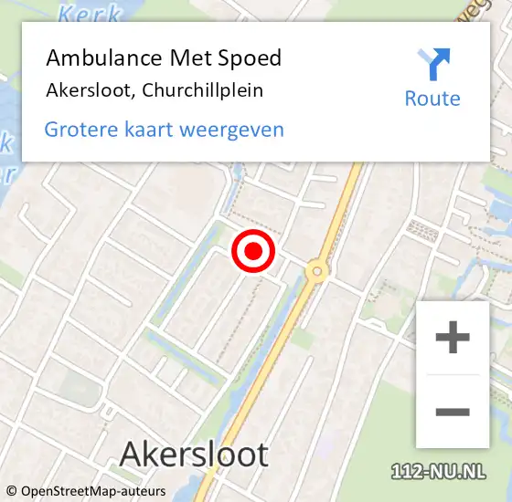 Locatie op kaart van de 112 melding: Ambulance Met Spoed Naar Akersloot, Churchillplein op 24 augustus 2022 13:27