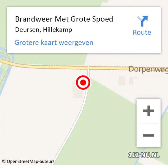 Locatie op kaart van de 112 melding: Brandweer Met Grote Spoed Naar Deursen, Hillekamp op 24 augustus 2022 13:30