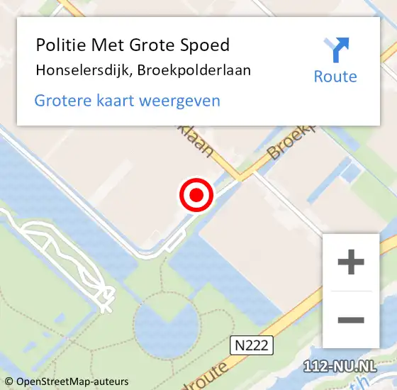 Locatie op kaart van de 112 melding: Politie Met Grote Spoed Naar Honselersdijk, Broekpolderlaan op 24 augustus 2022 14:21