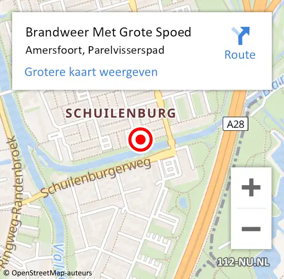 Locatie op kaart van de 112 melding: Brandweer Met Grote Spoed Naar Amersfoort, Parelvisserspad op 24 augustus 2022 14:25