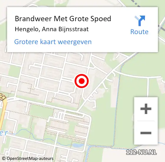 Locatie op kaart van de 112 melding: Brandweer Met Grote Spoed Naar Hengelo, Anna Bijnsstraat op 24 augustus 2022 14:26