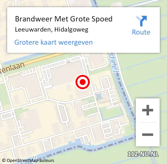 Locatie op kaart van de 112 melding: Brandweer Met Grote Spoed Naar Leeuwarden, Hidalgoweg op 24 augustus 2022 15:03