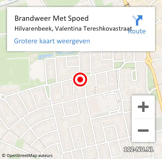Locatie op kaart van de 112 melding: Brandweer Met Spoed Naar Hilvarenbeek, Valentina Tereshkovastraat op 24 augustus 2022 15:20