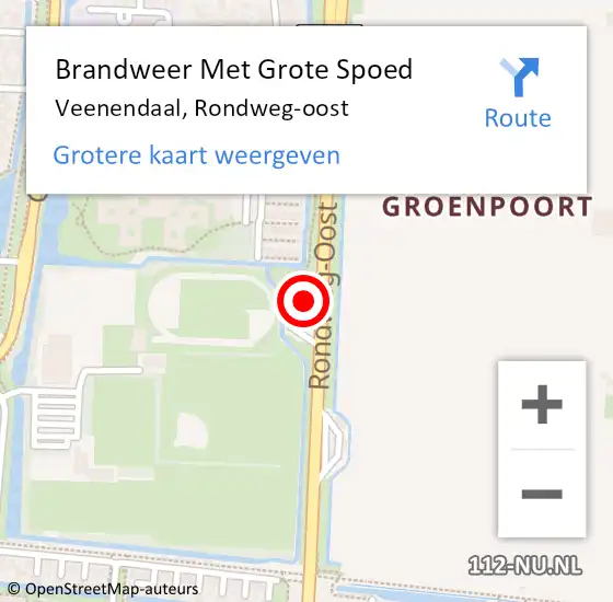 Locatie op kaart van de 112 melding: Brandweer Met Grote Spoed Naar Veenendaal, Rondweg-oost op 24 augustus 2022 15:22