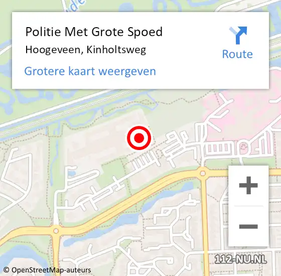 Locatie op kaart van de 112 melding: Politie Met Grote Spoed Naar Hoogeveen, Kinholtsweg op 24 augustus 2022 15:24