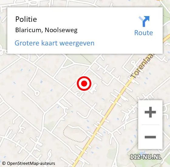 Locatie op kaart van de 112 melding: Politie Blaricum, Noolseweg op 24 augustus 2022 15:32