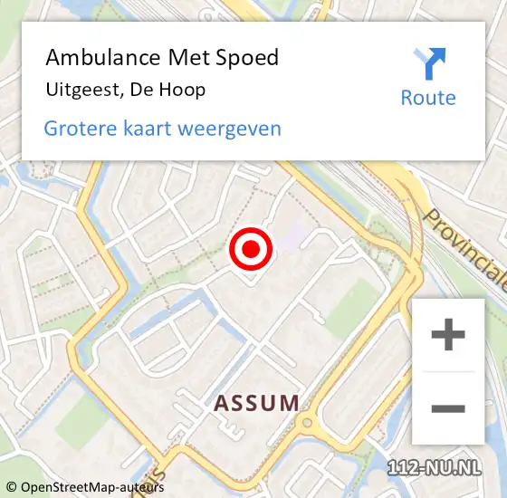 Locatie op kaart van de 112 melding: Ambulance Met Spoed Naar Uitgeest, De Hoop op 24 augustus 2022 15:34