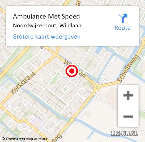 Locatie op kaart van de 112 melding: Ambulance Met Spoed Naar Noordwijkerhout, Wildlaan op 24 augustus 2022 15:47