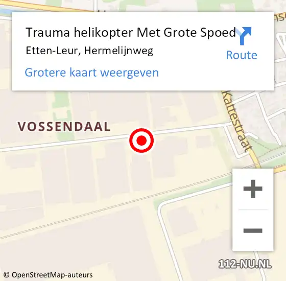 Locatie op kaart van de 112 melding: Trauma helikopter Met Grote Spoed Naar Etten-Leur, Hermelijnweg op 24 augustus 2022 15:54